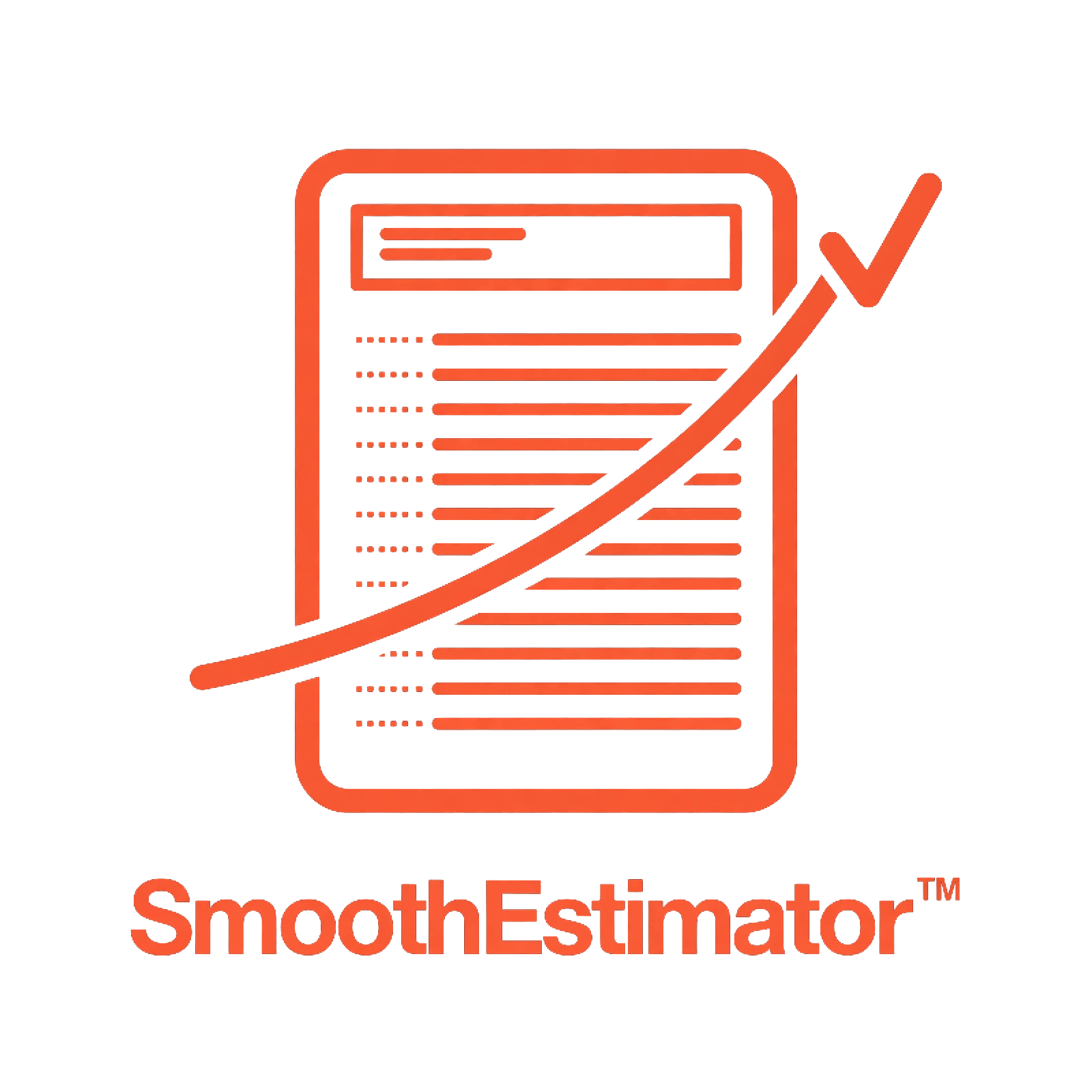 Smooth Estimator™ — estimate sheet with a rising curve ending in a checkmark